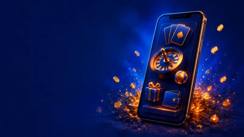 Telefon z ikonami gier i portfela